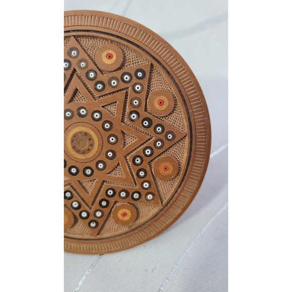 Decorative Handcrafted Carved Wooden Box w/ Inlaid Beads & Wood‎ Gorgeous! - Picture 6 of 10